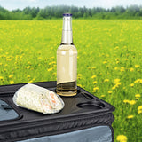 EASYmaxx Kühltasche faltbar 30 l schwarz/dunkelgrau mit Isolierung, Auslaufschutz und praktischem Tragekomfort im grünen Feld.