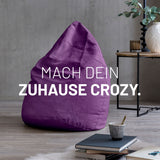 LUMALAND Luxury XL Sitzsack stylischer Beanbag Lila, 120L Füllung, bequeme Sitzgelegenheit für modernes Wohnen und Entspannen.