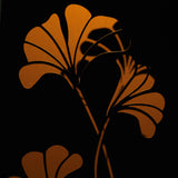 Hoberg LED Pflanzsäule in Rost-Optik mit Gingkoblätter-Design und warmweißer LED-Beleuchtung, ideal für Garten und Terrasse.