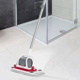 CLEANmaxx Akku-Scheuerbürste 3,7V rot/grau mit Teleskopstange und kabellosem Betrieb für schonende Bodenreinigung.