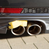 CLEANmaxx Felgenbürste mit 2 Schwämmen - gelb reinigt flexibel Auspuffrohre und entfernt hartnäckigen Schmutz schonend und effektiv.