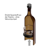 Winemaster Aromaschutz-Flasche - 750 ml - braun mit Edelstahlverschluss und verschiebbarem Boden entfernt Sauerstoff ohne Vakuumpumpe.