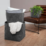 N8WERK Filz-Aufbewahrungstasche L - 40 x 30 x 30 cm - Dunkelgrau, moderner faltbarer Korb mit Tragegriffen für vielseitige Nutzung im Haushalt.