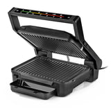 N8WERK Digital-Kontakt-Grill Midnight Edition mit 2000W, Touch-Display, 6 Grillprogrammen und antihaftbeschichteten Grillplatten.