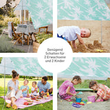 GARVIDA Sonnensegel - 210 x 175 cm türkis/weiß, UV- und windresistent, bietet Schatten für 2 Erwachsene und 2 Kinder im Garten oder Urlaub.