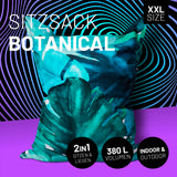 LUMALAND Sitzsack Classic XXL (380 L) mit floralem Botanical-Design, Indoor & Outdoor, 2in1 sitzen und liegen, 380 L Volumen.