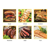 N8WERK Digital-Kontakt-Grill Midnight Edition mit 6 Programmen, großem Grillbereich für Burger, Geflügel, Sandwich, Würstchen, Steak und Fisch.