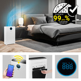 N8WERK Luftreiniger S – HEPA H14 mit 6-fach Filtersystem, App-Steuerung und Anzeige für Feinstaubkonzentration PM 2,5 im Schlafzimmer.