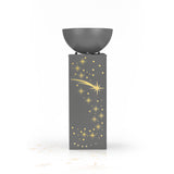 EASYmaxx LED-Dekosäule mit Pflanzschale, Beton-Optik Sternschnuppe, beleuchtete Säule mit Sternschnuppen-Design und Pflanzschale.