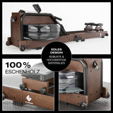 FitEngine klappbares Wasser-Rudergerät 2.0 - Dark Brown aus 100 % Eschenholz, robust, hochwertig, mit cleverer Klappfunktion und Wireless Connection.