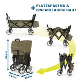 HOBERG faltbarer Bollerwagen mit Dach beige, schnell aufgebaut, platzsparend zusammengeklappt, robust und vielseitig für Hobby & Freizeit.