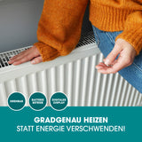EASYmaxx Heizkörperthermostat Digital zeigt gradgenaue Temperatursteuerung für energiesparendes Heizen mit digitalem Display und Batteriebetrieb.