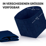 N8WERK Filz-Aufbewahrungskorb L Dunkelblau, 40x40x40 cm, faltbar, platzsparend, kratzfrei, vielseitig im Haushalt einsetzbar.