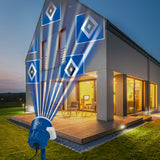 HSV LED-Motivstrahler - 7,5 Watt - blau mit Logo projiziert HSV-Logo auf Hauswand, wetterbeständig, innen und außen nutzbar, mit Erdspieß.