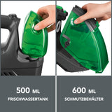 CLEANmaxx Polster- & Teppichreiniger kabellos 3in1 mit 500ml Frischwassertank und 600ml Schmutzbehälter anthrazit/grün.