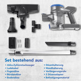 CLEANmaxx Akku-Hand- & Bodenstaubsauger anthrazit/blau mit Zubehörset inkl. Düsen, Verlängerungsrohr, Wandhalterung und Ladekabel.