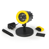 BVB LED-Motivstrahler mit Erdspieß und Indoor-Sockel, projiziert das BVB-Logo innen und außen, wetterbeständig, 2 Drehgeschwindigkeiten.