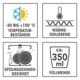 GOURMETmaxx Latte Macchiato Thermogläser - 6er-Set, doppelwandig, wärmeisolierend, spülmaschinengeeignet, ca. 350 ml Fassungsvermögen.