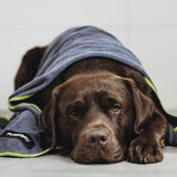 FLUFFINO® Hundehandtuch Mikrofaser – 2er-Pack in Grau & Grün, saugfähig, schnell trocknend, ideal für kleine und mittelgroße Hunde.