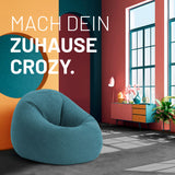 LUMALAND Sitzsack Interior Line Aquamarin, runder Indoor-Sitzsack 300l Füllung, weicher Leinensitzsack 120x80x75 cm