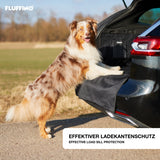 FLUFFINO® Kofferraumschutz für Hund inkl. Seiten- & Ladekantenschutz dunkelgrau schützt Auto vor Kratzern und Schmutz.