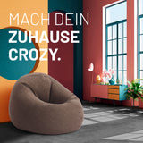 LUMALAND Sitzsack Interior Line braun, runder indoor Sitzsack 120x80x75 cm mit 300l Füllung und leinenartigem Stoff.