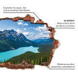 MAXXMEE Wandtattoo 3D "Kanadische Bergwelt" mit realistischer Berg- und Seelandschaft, 3D-Effekt, selbstklebend und wiederverwendbar.