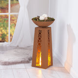 EASYmaxx LED-Dekosäule mit Flammeneffekt in Rost-Optik, 69 cm, batteriebetrieben mit integriertem Timer für Innen- und Außenbereich.