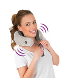 VITALmaxx Massagekissen Nacken 3V anthrazit/grau, weich, kabellos, 2 Vibrationsstufen zum Entspannen auf Reisen.