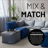 LUMALAND Sitzsack-Hocker Navyblau 200 L mit Mix-&-Fix-Reißverschluss, hochwertiger EPS-Füllung und modular kombinierbar.