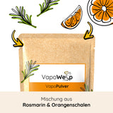 VapoWesp Pulver Orange & Rosemary – aromatische Mischung aus Rosmarin und Orangenschalen zur Verwendung in der VapoWesp Räucherbox.