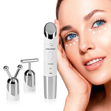 VITALmaxx Massagegerät Augen mit Mikrostromvibration und Wärme in Silber/Weiß zur wohltuenden Gesichtsentspannung.