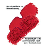 CLEANmaxx Spray-Mopp flexibel - rot mit doppelseitigem Wischtuch aus Mikrofasern und Korallentuch für Nass- und Trockenreinigung.