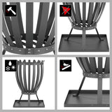 LANDMANN Feuerkorb "Steel Stripes" aus pulverbeschichtetem Stahl mit Bodenplatte und stabilem Stand für den Garten.