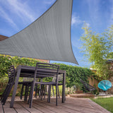 LUMALAND Sonnensegel 100% HDPE mit Stabilisator UV-Schutz, Dreieck 5x5x5 m, hellgrau, stabiles Sonnensegel für Terrasse.