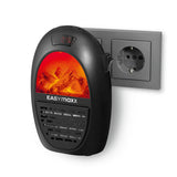 EASYmaxx Mini-Heizung Kamin-Optik - 400W schwarz, kompakt, mit LED-Flammeneffekt und digitalem Thermostat, steckbar, inklusive Fernbedienung.