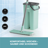 MAXXMEE Wischmopp Easy Mopp - 4l Eimer türkis/grau mit 2-Kammern-System und Auswring-Mechanismus für schonendes Wischen.