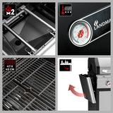 LANDMANN Gasgrill Triton PTS 2.0 silber mit 2 Edelstahl-Brennern, emailliertem Grillrost und Temperaturanzeige im doppelwandigen Deckel.