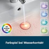 Abfluss-Fee LED-Abflussstopfen weiß/chrom mit Farbwechsel-LEDs, passt auf fast alle Abflüsse, verhindert Gerüche und ist höhenverstellbar.
