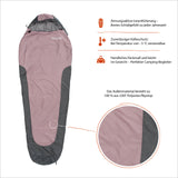 Where Tomorrow Camping Schlafsack Small & Light, wasserabweisend, atmungsaktiv, mit Tasche, 220x80x50 cm, Rose-Grau, bis -5 °C geeignet.