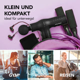 VITALmaxx Mini-Massage Gun Smart Grip - schwarz, kompakt und ergonomisch für effektive Massage unterwegs im Gym, Büro und auf Reisen.