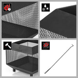 LANDMANN Feuerkorb Cube aus pulverbeschichtetem Stahl mit Funkenschutz, stabilem Stand und inklusive Schürhaken für Feuerpflege.