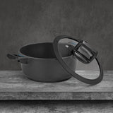 N8WERK Aluguss-Kochtopf 20 cm mit Heat Indicator, Ilag-Ultimate-Beschichtung, Silikon-Deckelrand, geeignet für alle Herdarten.