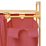 LUMALAND Bambus Wäschekorb mit 2 ausziehbaren Wäschesäcken in Rosa, stabil und pflegeleicht mit wasserabweisendem Innenfutter.