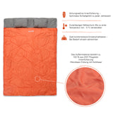 Where Tomorrow Doppelschlafsack mit Tragetasche, 2-Personen, wasserabweisend, atmungsaktiv, 190x150 cm, Orange