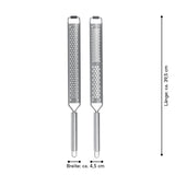 MAXXMEE Zester Reibe 2er-Set aus Edelstahl mit unterschiedlichen Feinheitsgraden, Edelstahlgriff, langlebig und spülmaschinengeeignet.