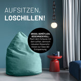 LUMALAND Luxury XL PLUS Sitzsack stylischer türkiser Beanbag mit 220L Füllung, extra starken Nähten und formangepasstem Sitzkomfort.