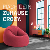 LUMALAND Sitzsack Interior Line roter runder Sitzsack mit 300l Füllung, Leinenlook, 120 x 80 x 75 cm, Indoor Sitzkissen