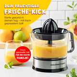 GOURMETmaxx Zitruspresse 0,7l Edelstahl mit Pressaufsatz, 700 ml Saft, Aromadeckel, 2-Wege-Rotation und Fruchtfleischsieb.