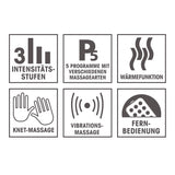 VITALmaxx Shiatsu-Massagematte grau mit 5 Programmen, 3 Vibrationsstufen, Knetmassage, Wärmefunktion und Fernbedienung.
